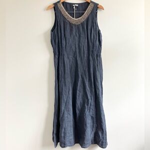 Made In Italy Elegant Navy Sleeveless Dress size Large with embellishment boho